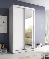 White Matt - 120cm Sliding Door Wardrobe - 1 Mirrored Door
